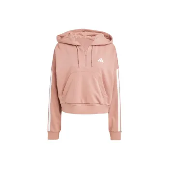 Adidas ESSENTIALSSportswear FW24 3-Stripes French Terry Quarter-Zip Sweatshirt Women's Warm Clay/White