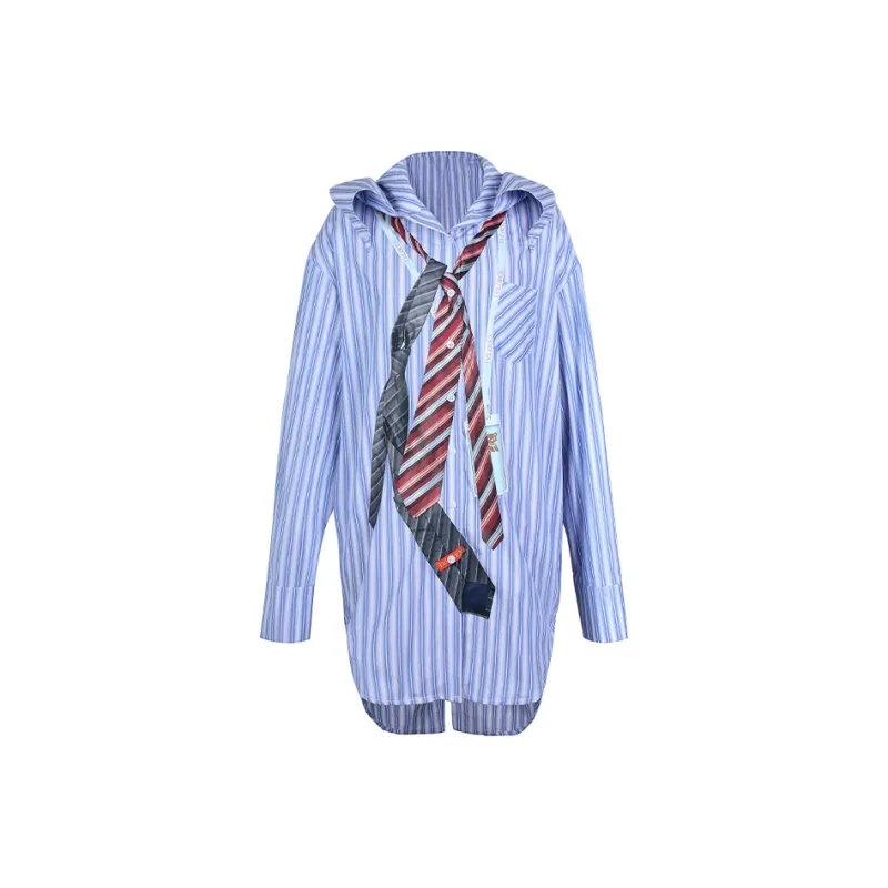 DeleteEX Shirt Women's Blue White Plaid-0