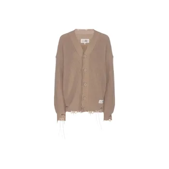 MM6 Maison Margiela Distressed V Neck Cardigan