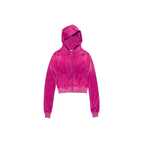 Acne Studios Hooded Zip Sweater Velvet Jackets Coats Women's Pink Purple