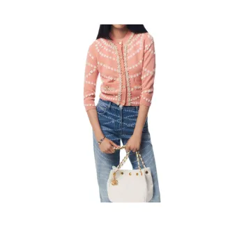 CHANEL 25P Cashmere Sweater Women's Pink White