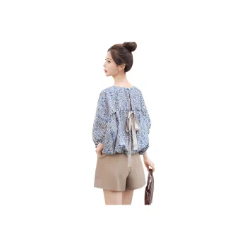 Cypress House Shirt Women's Beige With Blue Floral