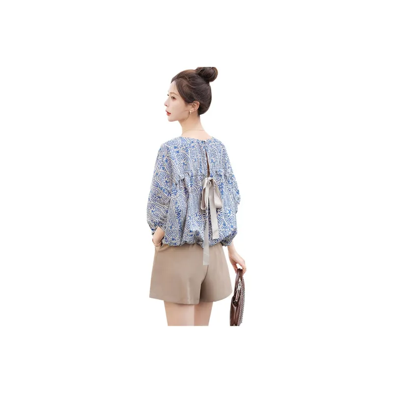 Cypress House Shirt Women's Beige With Blue Floral-0