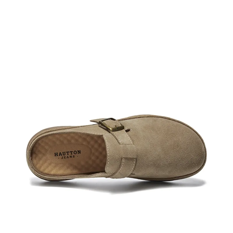 Hautton Jeans Rubber Sole Quiet Abrasion Resistant Slip Resistant Closed Toe Slippers Men's Khaki-1