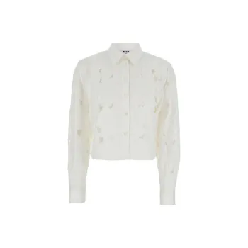MSGM Cut Out Detailed Long Sleeved Shirt