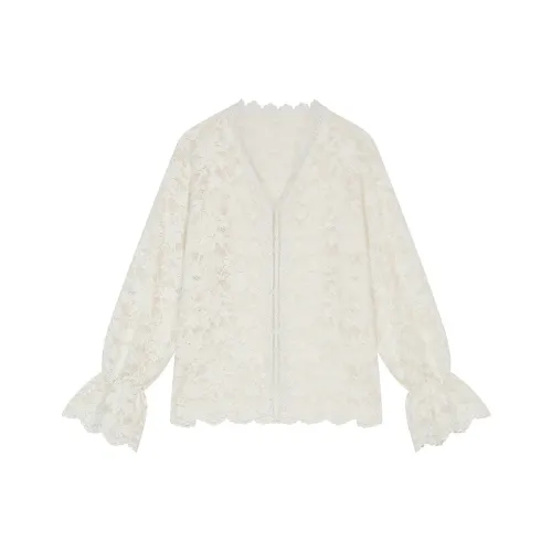 ELF SACK Chiffon Shirt Women's Cream Beige White