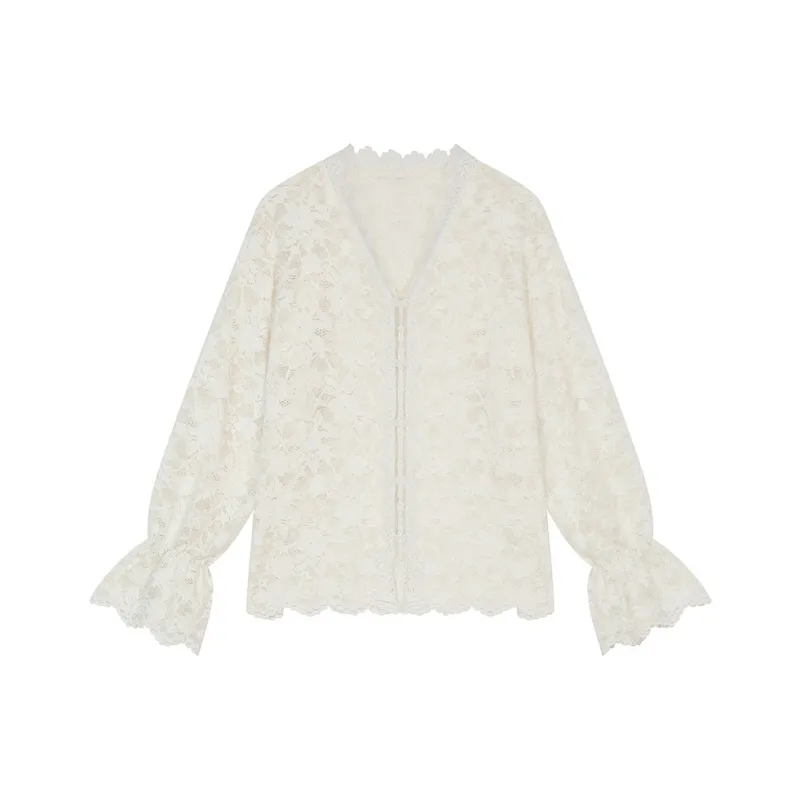 ELF SACK Chiffon Shirt Women's Cream Beige White-0
