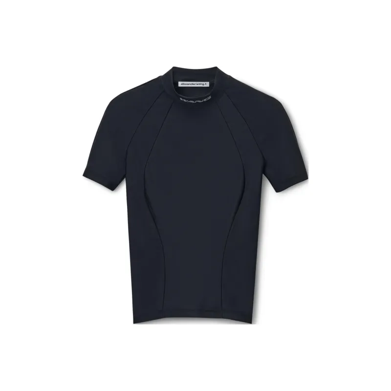 Alexander Wang Ss W/ Mock Neck Rashguard Top Black-0