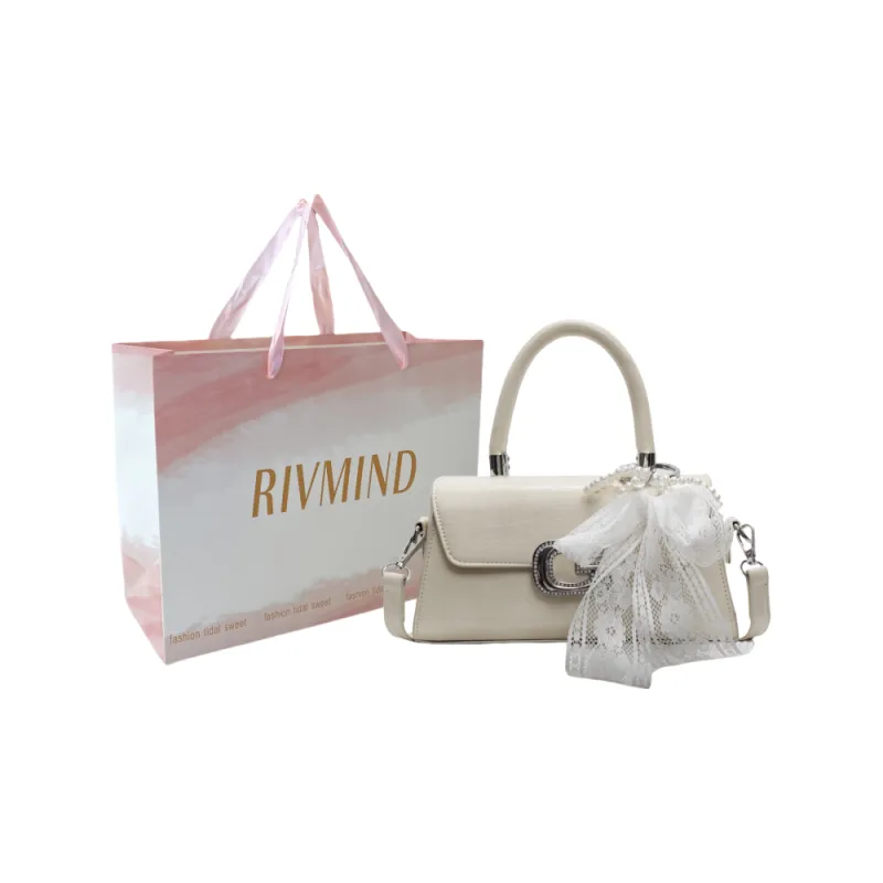 RIVMIND PU Handbag Women's Ecru/Pink/Blue/Black-0