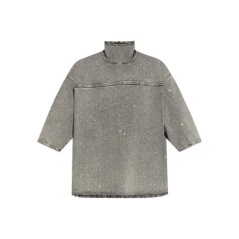 Fabiana Filippi High Neck Embellished Denim Top