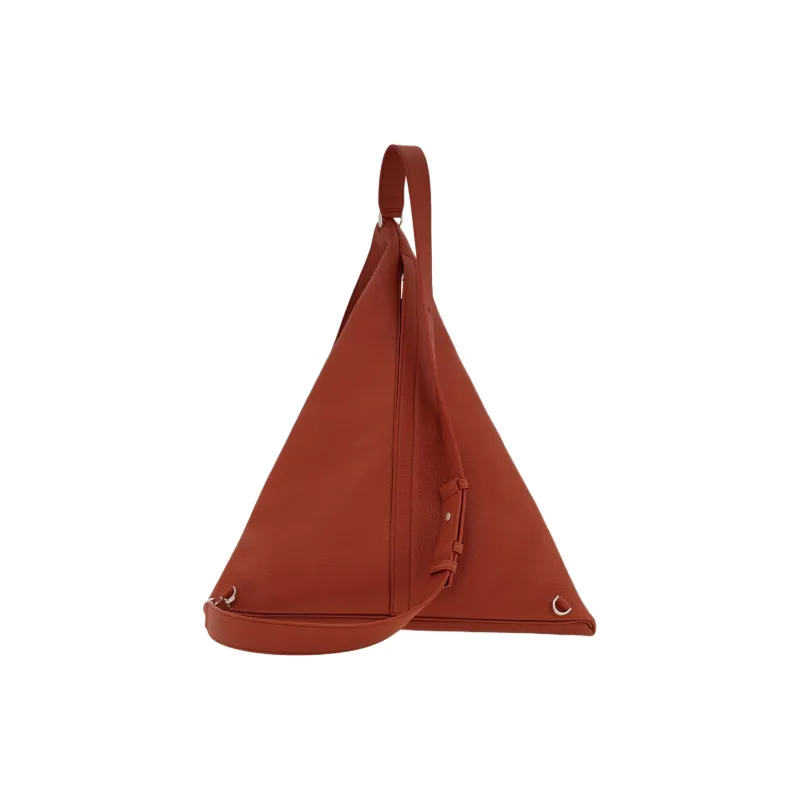 FERRAGAMO Hammered Texture Cow Leather Sling Bag Large Size Women's Brick Red-2
