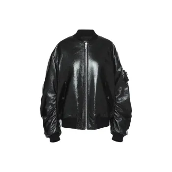 PRADA Oversized Nappa Leather Bomber Jacket 'Black'