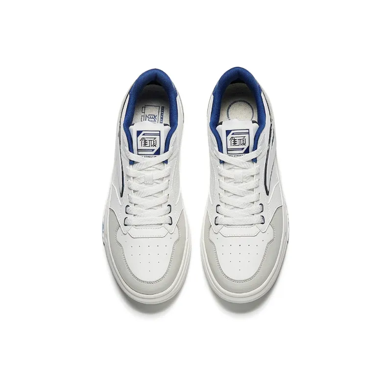 Anta Anti Slip Wear Resistant Low Top Skateboard Shoes Men's White Gray Blue-2