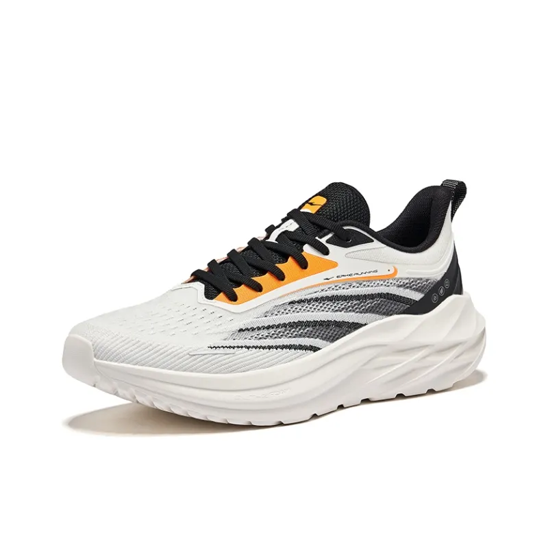 Erke Cushioning Rebound Lightweight Breathable Low-Top Running Shoes Men's Microcrystal White/Jet Black-2