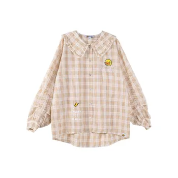 B.Duck Shirt Women's Yellow Plaid