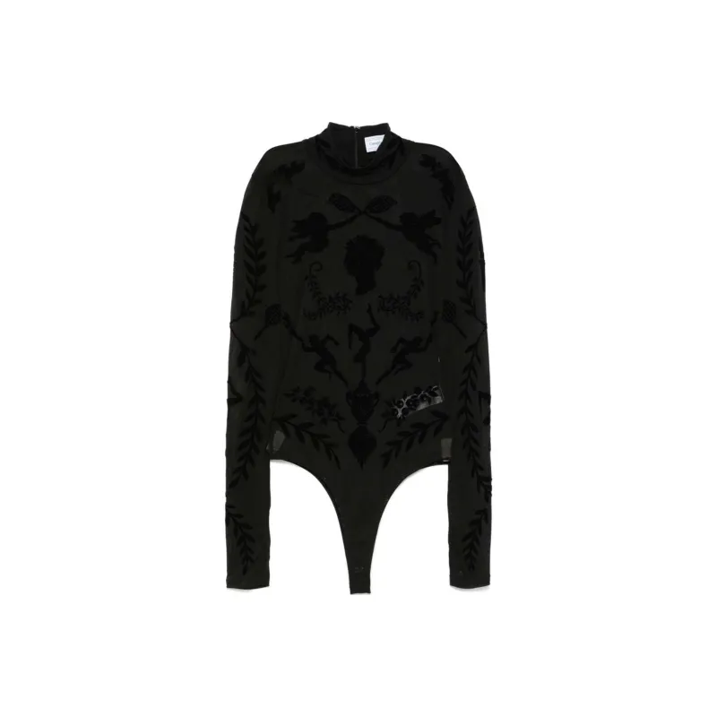 CASABLANCA Devoré Effect High Neck Bodysuit-0
