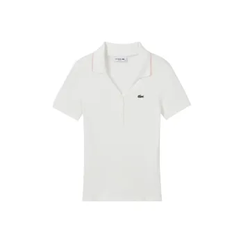 LACOSTE SS25 Polo Shirt Women's White/pink Color Blocking