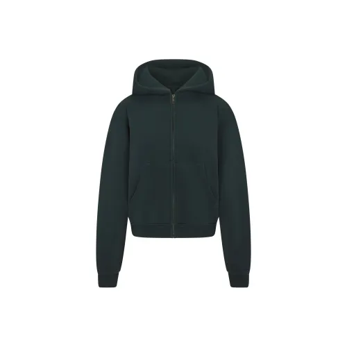 SKIMS FW24 VINTAGE FLEECE ZIP UP HOODIE Sweatshirt Women's CYPRESS/Cypress Green