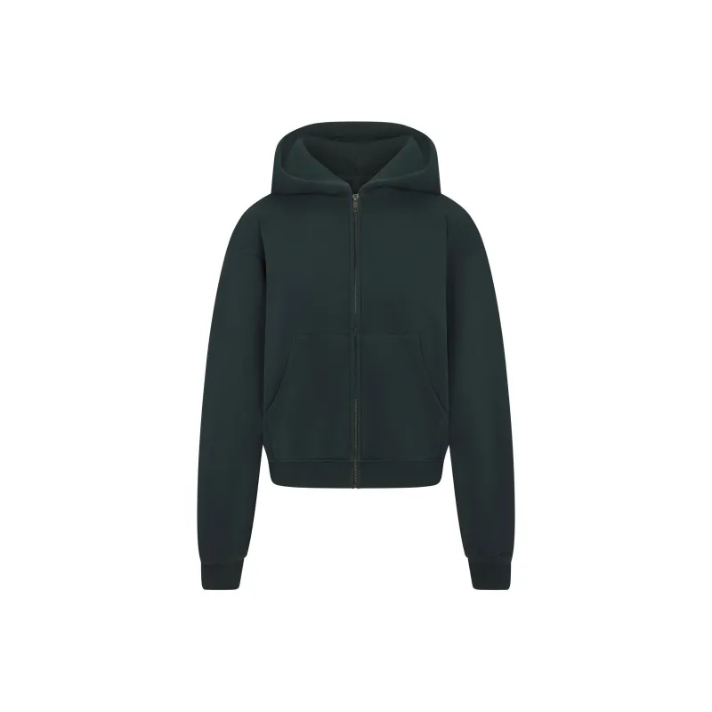SKIMS FW24 VINTAGE FLEECE ZIP UP HOODIE Sweatshirt Women's CYPRESS/Cypress Green-0