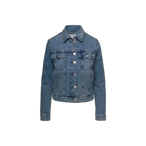 check-print Buttoned Denim suede