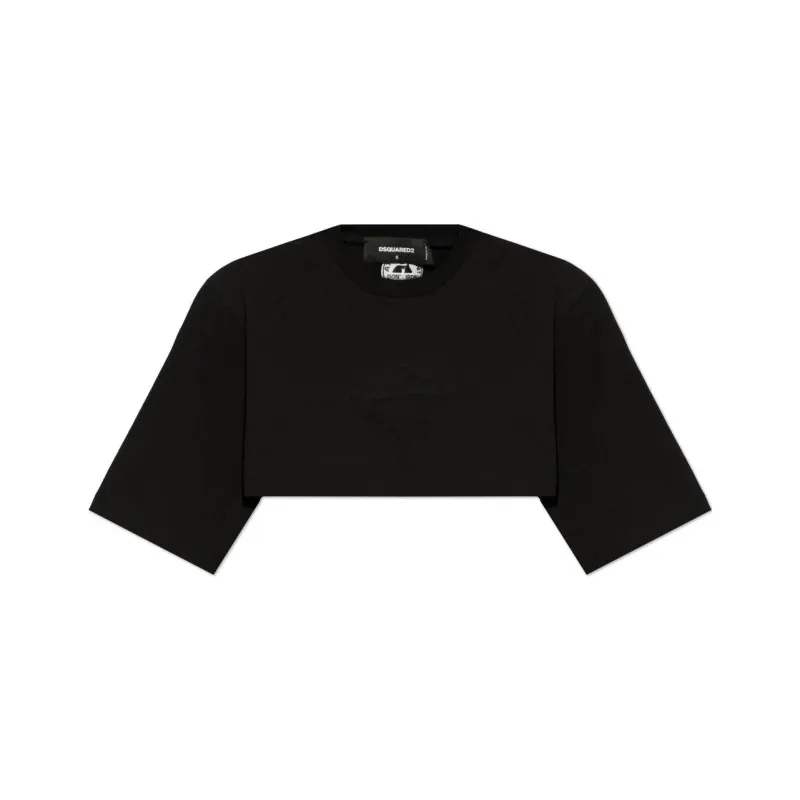 DSQUARED 2 Logo Embossed Cropped T Shirt-0