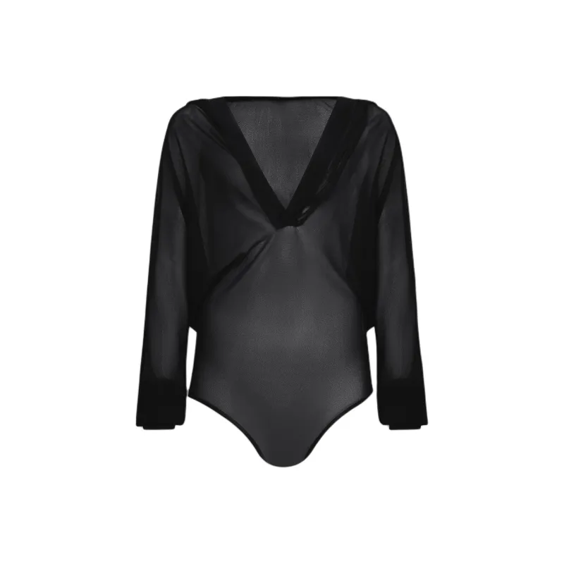 Alaia Fine Knitted Hooded Bodysuit-0