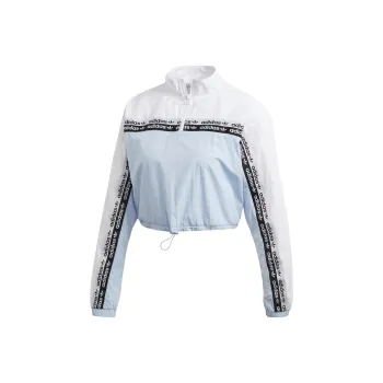 Adidas Originals Cropped Hoodie Sweatshirt Women's Blue