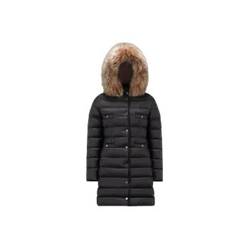 Moncler Shearling trim Hooded Quilted Coat