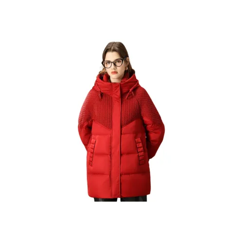 FENHONGMALI Down Jacket Women's Red
