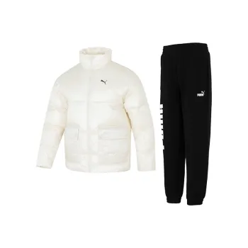 PUMA Casual Sportswear Men White Top+Black Bottom