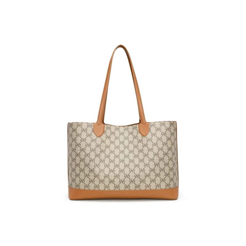 PIERRE CARDIN PVC Tote Bag, Shoulder Bag Women's Dark Khaki/Apricot-1