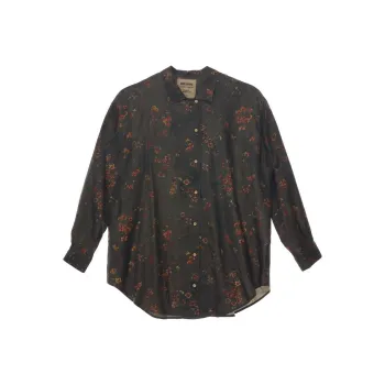 UMA WANG Floral Printed Curved Hem Shirt