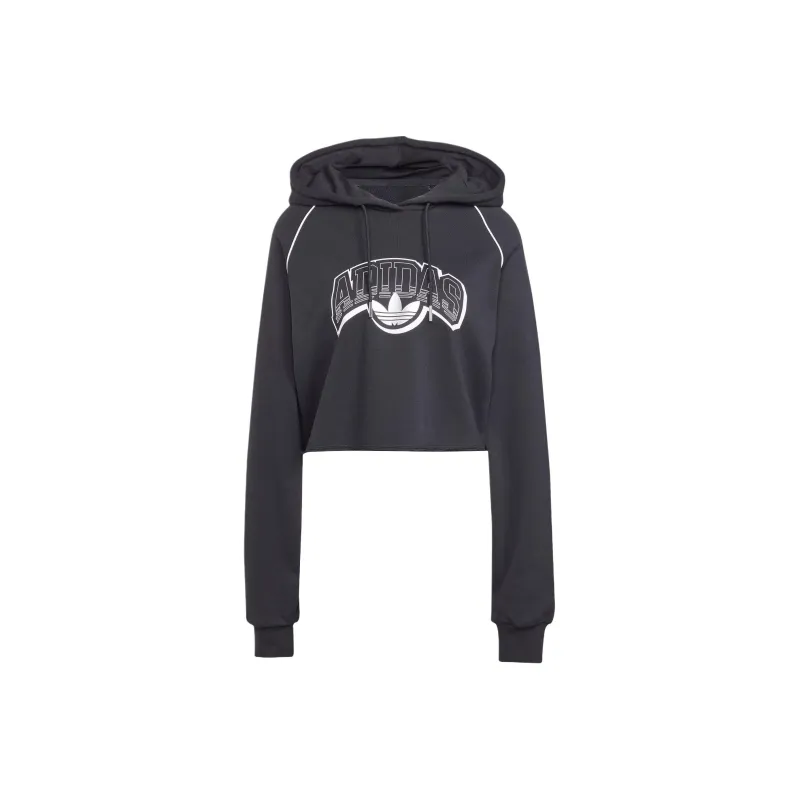 Adidas Originals Cropped Hoodie Sweatshirt Women's Black-0