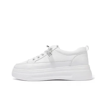 RED DRAGONFLY Low Top Women's Trendy Fashion Casual White Sneakers Women's White Round Tip Platform