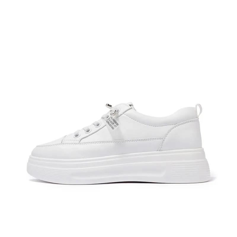 RED DRAGONFLY Low Top Women's Trendy Fashion Casual White Sneakers Women's White Round Tip Platform-0