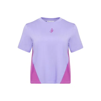 JW Anderson Anchor Embroidery Panelled Cropped T Shirt