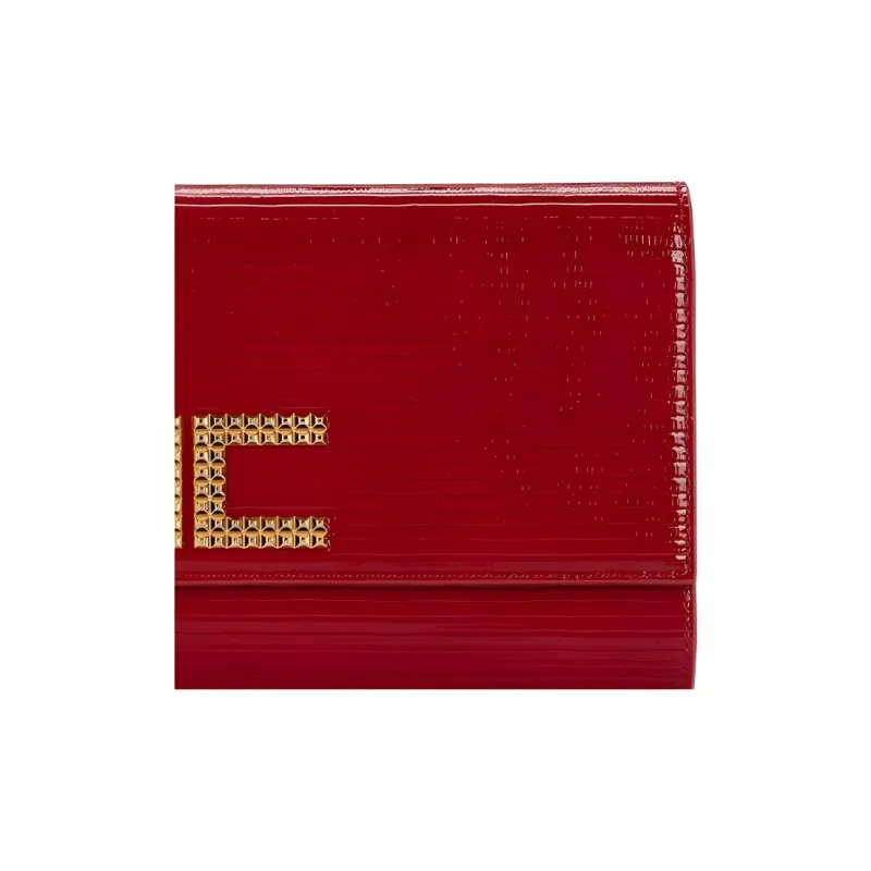 Elisabetta Franchi Leather One Shoulder Crossbody Clutches Women's Red-4