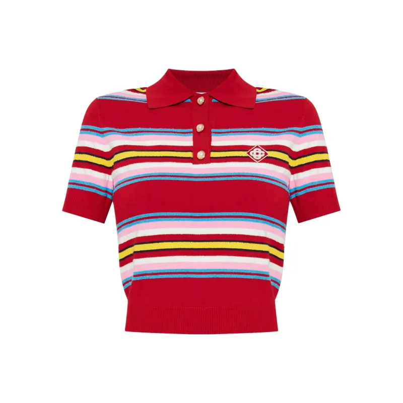 CASABLANCA Striped Polo Top-0
