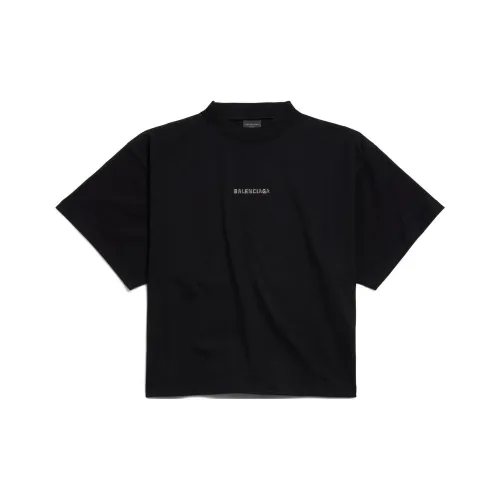Balenciaga Short Sleeve Cropped T Shirt 'Black'