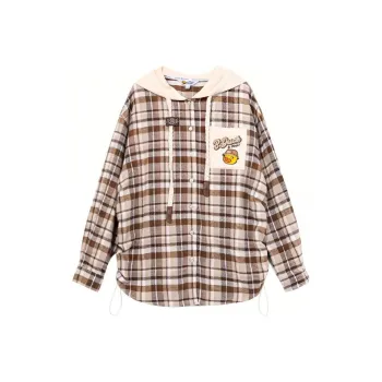 B.Duck Shirt Women's Brown Plaid