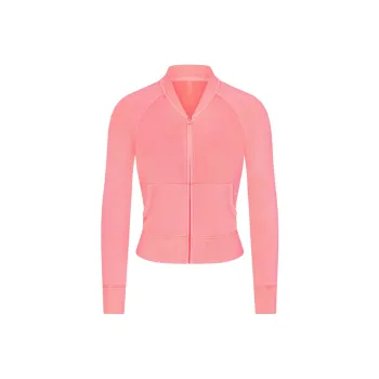 SKIMS MODAL FRENCH TERRY SHRUNKEN ZIP UP Jackets Coats Women's CORAL/Coral