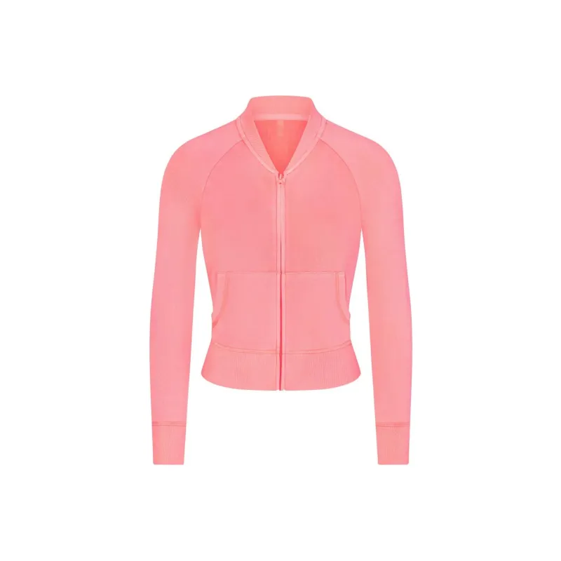 SKIMS MODAL FRENCH TERRY SHRUNKEN ZIP UP Jackets Coats Women's CORAL/Coral-0