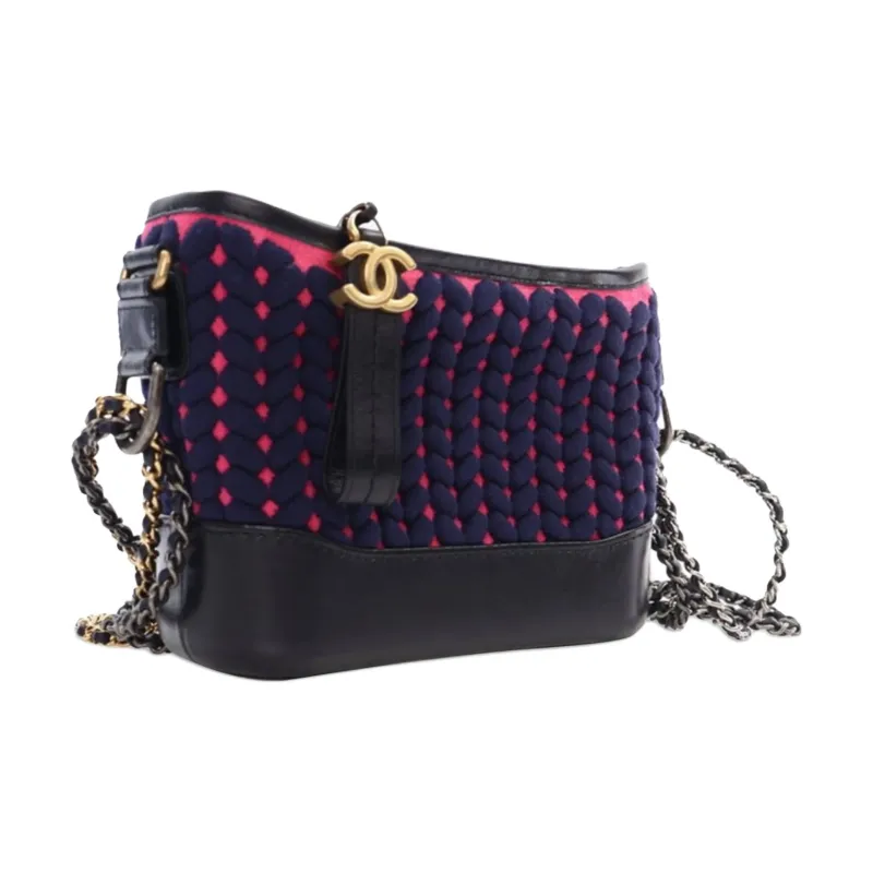 CHANEL 2019 Small Knit And Calfskin Gabrielle Hobo Crossbody Bag-1