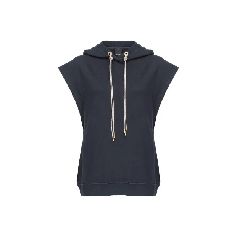 PINKO Crystal embellished Sleeveless Cotton Hoodie-0