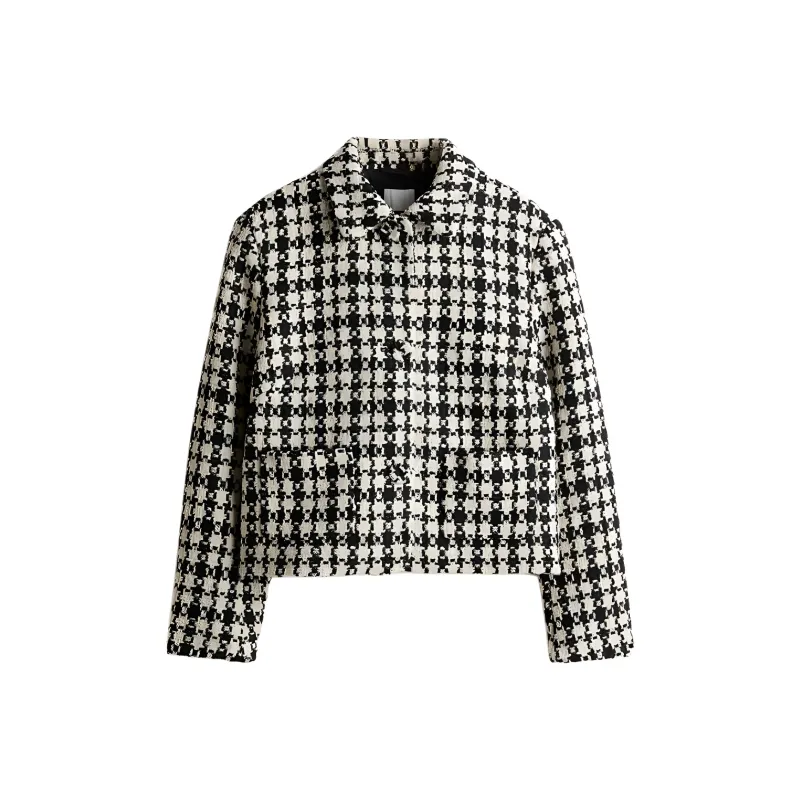 H&M Jackets & Coats Women's Cream/Black Plaid-0