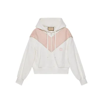 GUCCI Logo Embroidered Jersey Hoodie