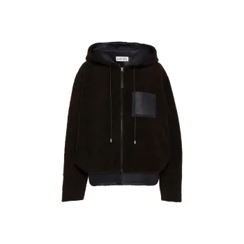LOEWE Anagram embossed Hooded Shearling Jacket