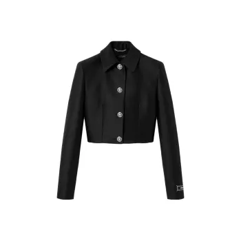 VERSACE Informal Sculptural Wool Silk Jacket 'Black'
