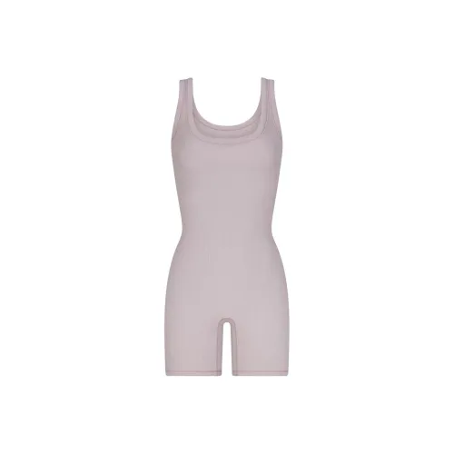 SKIMS SS24 Summer Collection Cotton Rib Onesie Jumpsuit Women's OYSTER/Oyster