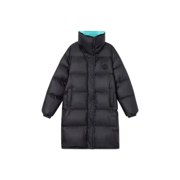 DKNY FW22 Solid Color Stand Collar Thickened Mid-Length Down Jacket Women's Black